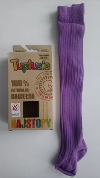 Колготи дитячі ребро із 100% натуральної бавовни Tuptusie SYNTEX р.68-74 (фіолетові).