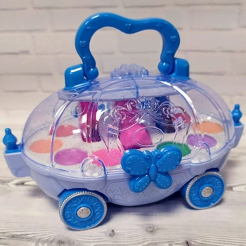 Набір дитячої косметики в кареті на колесах Qunxing Toys Холодне серце, блакитний (CS 68 E 4)