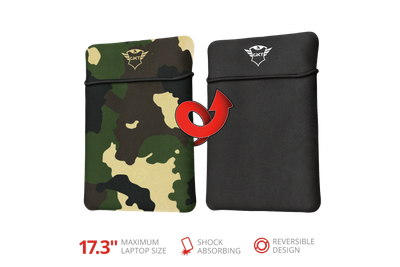 Двосторонній чохол для ноутбука Trust GXT 1244C Lido 17.3” Laptop Sleeve - black/jungle camo (23246)