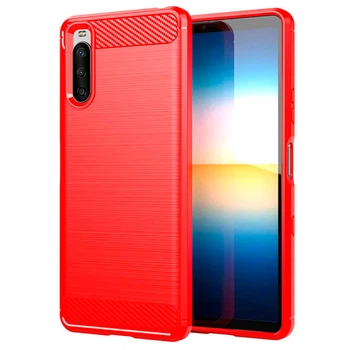 Чохол Lenuo Carbon Fiber для Sony Xperia 10 II Red