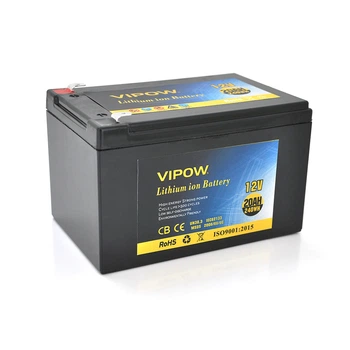 Аккумуляторная батарея литиевая Vipow 12 V 20Ah с элементами Li-ion 18650 со встроенной ВМS платой, (3S10P) (151х98х95(101))мм