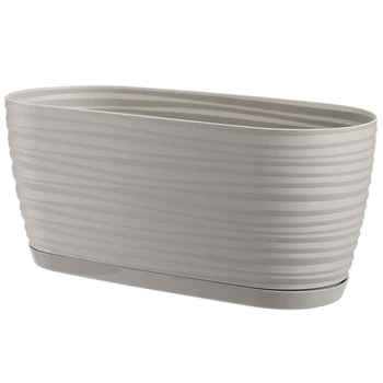 Горщик для квітів Form-Plastic Sahara міні овал 2,7 л сірий з підставкою (3110-055)