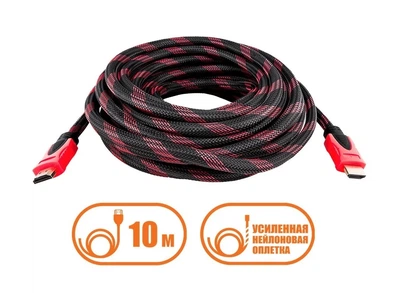 Кабель усиленный, шнур в обмотке LogicPower HDMI-HDMI 10 метров (V1.4)
