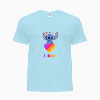 Детская футболка Лайк Стич (Likee Stitch) (25186-1596) 122-128 см Хлопок Голубой