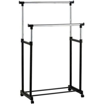 Підлогова, подвійна телескопічна вішалка-стійка для одягу Чорний Double Bar Rack Hight Ajustable (30 кг) (IS33)