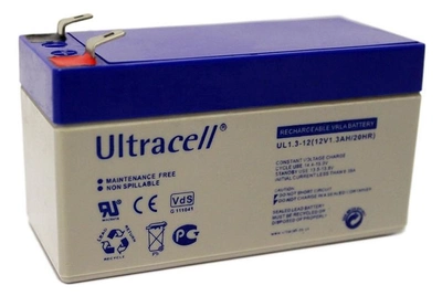 Батарея аккумуляторная Ultracell UL1.3-12 (97x43x58), 12 Вольт, 1,3Ач AGM
