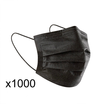 Медичні маски з носовою фіксатором чорні (1000 шт)