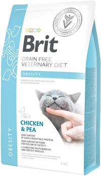 Сухой беззерновой корм Brit Veterinary Diet Obesity для кошек при избыточном весе, курица и горох 2 кг (8595602528479)