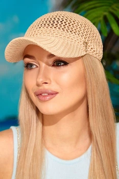 Кепка жіноча в'язана Braxton 4956 світло бежевий