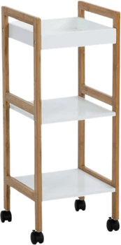 Этажерка Axentia 3-x ярусная бамбуковая с полками МДФ 30x75.5x28.5 см на колесах (133091)