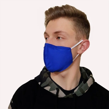 Набор масок 5 шт. защитных тканевых многоразовых, пять слоев зашиты с носовой пластиной, голубая