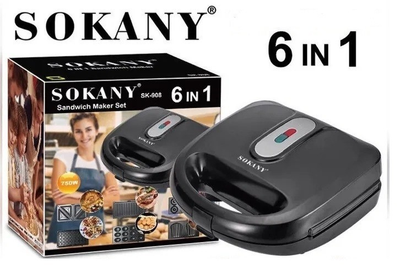 Мультимейкер 6 в 1 (мультипекарь) Sokany SK-908 Черный