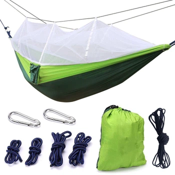 Туристический гамак с москитной сеткой тканевый UKC Hammock Net зеленый