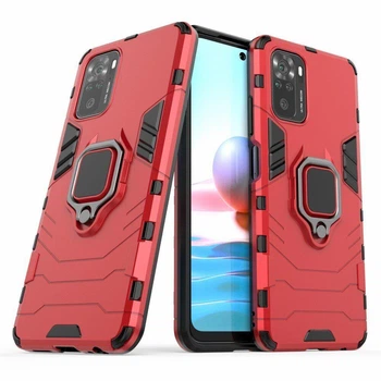 Чехол Fiji Ring для Xiaomi Redmi Note 10 / Note 10S бронированный бампер с кольцом красный