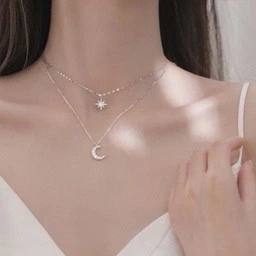 Цепочка двухслойная серебряная с полумесяцем