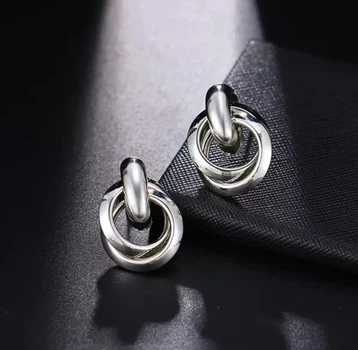 Серьги узелок металлические серебристые