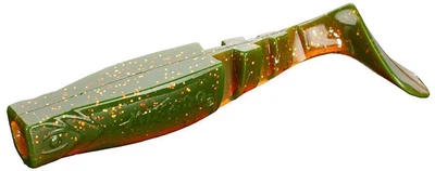 Силикон Mikado Fishunter (съедобный) 9.5 см 5 шт Зелёный с золотистыми блёстками (PMFHL9.5-349)