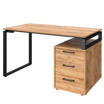Офісний письмовий стіл Loft Details L135b дуб крафт золотий 36