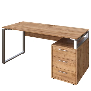 Офисный письменный стол руководителя Loft Details L200 дуб крафт золотой с царгой