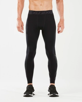 Мужские термо-компрессионные тайтсы 2XU, Thermal Accelerate Comp Tights, S, черный/черный логотип