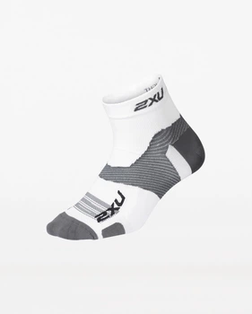 Компрессионные спортивные укороченные носки 2XU, Vectr Ultralight 1/4 Crew, M (38-42), белый/серый