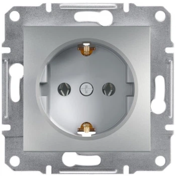 Розетка Schneider Electric Asfora с заземляющим контактом Сталь (EPH2900162)