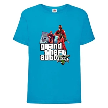 Футболка детская GTA 005 (Grand Theft Auto) синяя (GTA blu 005) 164 см
