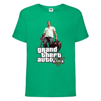 Футболка детская GTA 007 (Grand Theft Auto) зеленая (GTA grn 007) 128 см