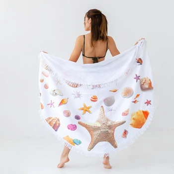 Рушник Пляжний круглий діаметр 150 см Summer Seashells