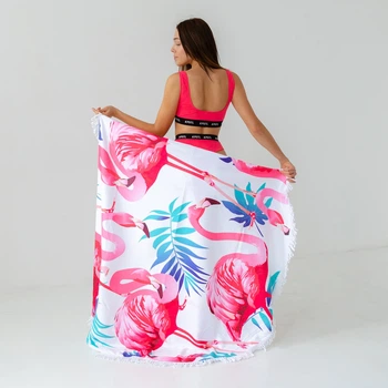Рушник Пляжний круглий діаметр 150 см Pink flamingo