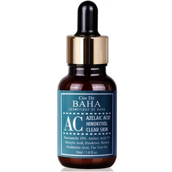Сыворотка против акне Cos de Baha Acne Treatment Serum Azelaic acid 5%, Hinokitiol, Niacinamide 10%, Salicylic Acid, Retinol, Tea Tree, 30 мл AC-30