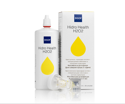 Пероксидна система для контактних лінз DISOP Hidro Health H2O2 360 мл / 36 таблеток + контейнер