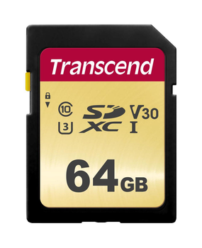 Карта памяти Transcend SDXC I 64GB U3, V30, C10 (TS64GSDC500S)