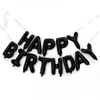 Фольгование шары буквы Star HAPPY BIRTHDAY 16 "(40 см) черные1964