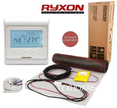 Теплый пол RYXON HM/1,5м² /300Ват/ 200Вт/м² двухжильный нагревательный мат с программируемым терморегулятором E 51