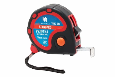 Рулетка HorsAY Hard 10 м х 25 мм STANDARD двохкомпонентний корпус 3 фіксації стрічки (1504-044)