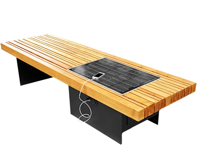 Лавка без поручнів і спинки для зарядки мобільних гаджетів Solar panel bench
