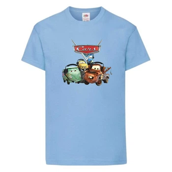 Футболка детская ТАЧКИ 005 (CARS) голубая (CAR lbl 005) 128 см