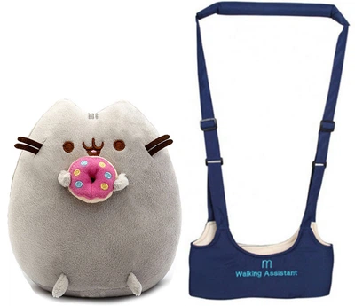 Набір іграшка кіт з пончиком Пушин кет і дитячі віжки-ходунки Walking Assistant Синій (vol-1139)