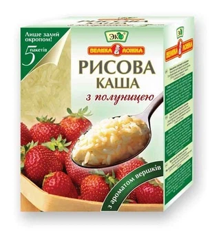 Каша рисова Велика ложка з полуницею і вершками, 51г. х 5 шт