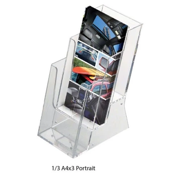 Подставка для еврофлаеров акриловая M&T Displays вертикальная 1/3 А4 трёхъярусная 110х225 мм
