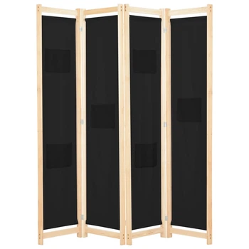 Ширма з 4 секцій Shumee 160x170x4 см тканина чорна 248184