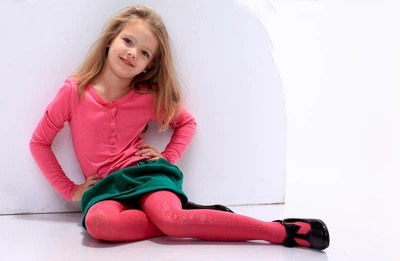 Колготи дитячі з візерунком ESME 40 den KNITTEX р.134-140 (малинові)