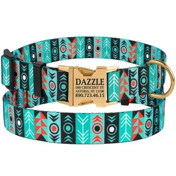 Ошейник Для Собак BronzeDog Urban Tribal с Металлической Пряжкой и Гравировкой Инки Разноцветный 20 мм 30-40 см (41/1336)