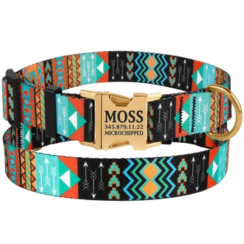 Ошейник Для Собак BronzeDog Urban Tribal с Металлической Пряжкой и Гравировкой Ацтеки Разноцветный 20 мм 30-40 см (41/1335)