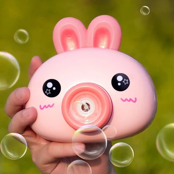 Детский фотоаппарат-генератор для мыльных пузырей Bubble Camera Заяц розовый