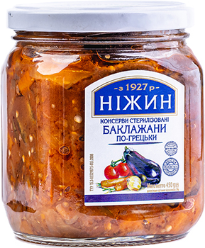 Баклажаны Ніжин по-гречески с оливковым маслом 450 г (4823006802418)