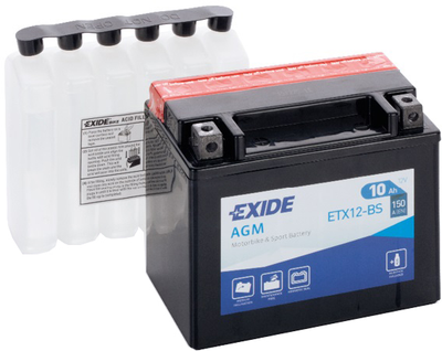 Мото аккумулятор Exide AGM 10 Ah (+/-) 150EN (ETX12-BS)