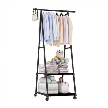 Передвижная напольная вешалка для одежды The New Coat Rack передвижная напольная 2 полочки 160х55х42 см Черный
