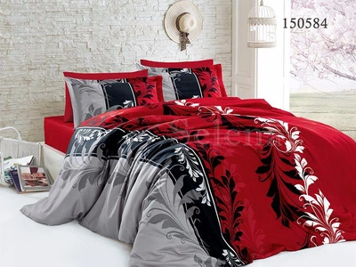Комплект постільної білизни Selena Бязь Light Тріада Red полуторний 150584